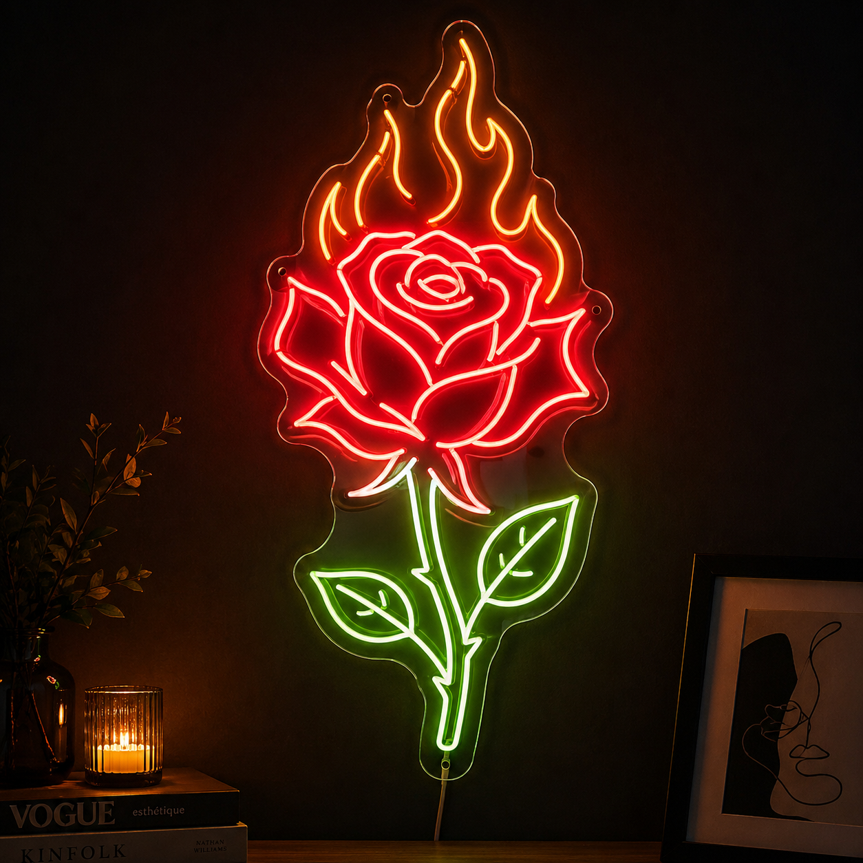 Burning Rose Neon Sign